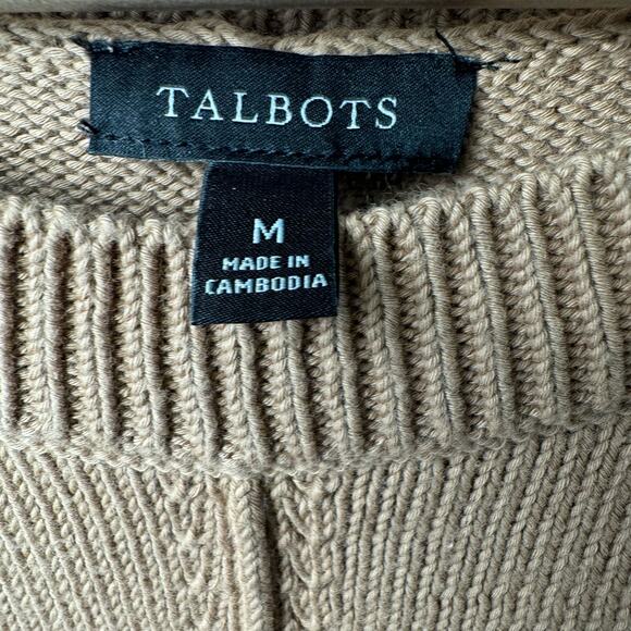 Talbots Tan Cream Striped Sweater Women’s Size M Relaxed Fit Long Sleeve - Picture 4 of 4